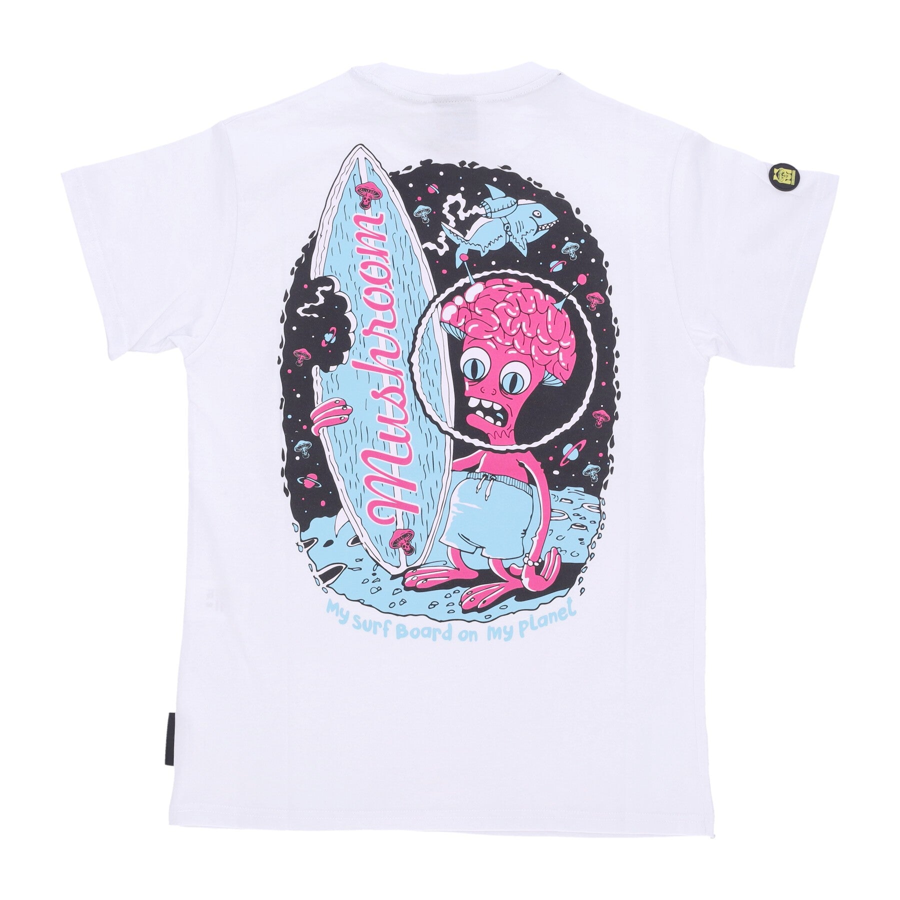 Men's Surfboard On My Planet Tee White T-Shirt