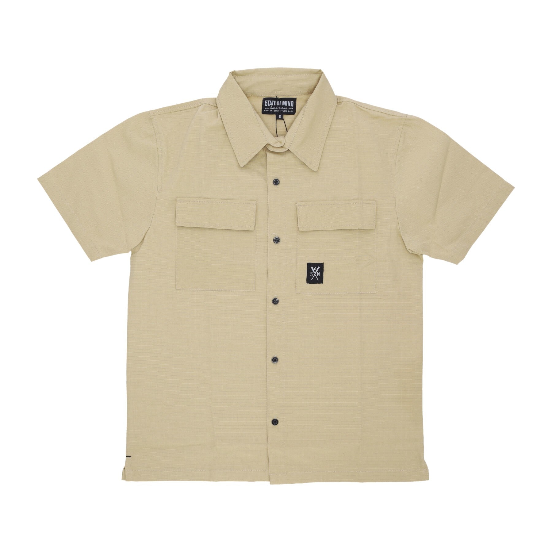 Men's Short Sleeve Shirt Retrofuture Shirt Beige