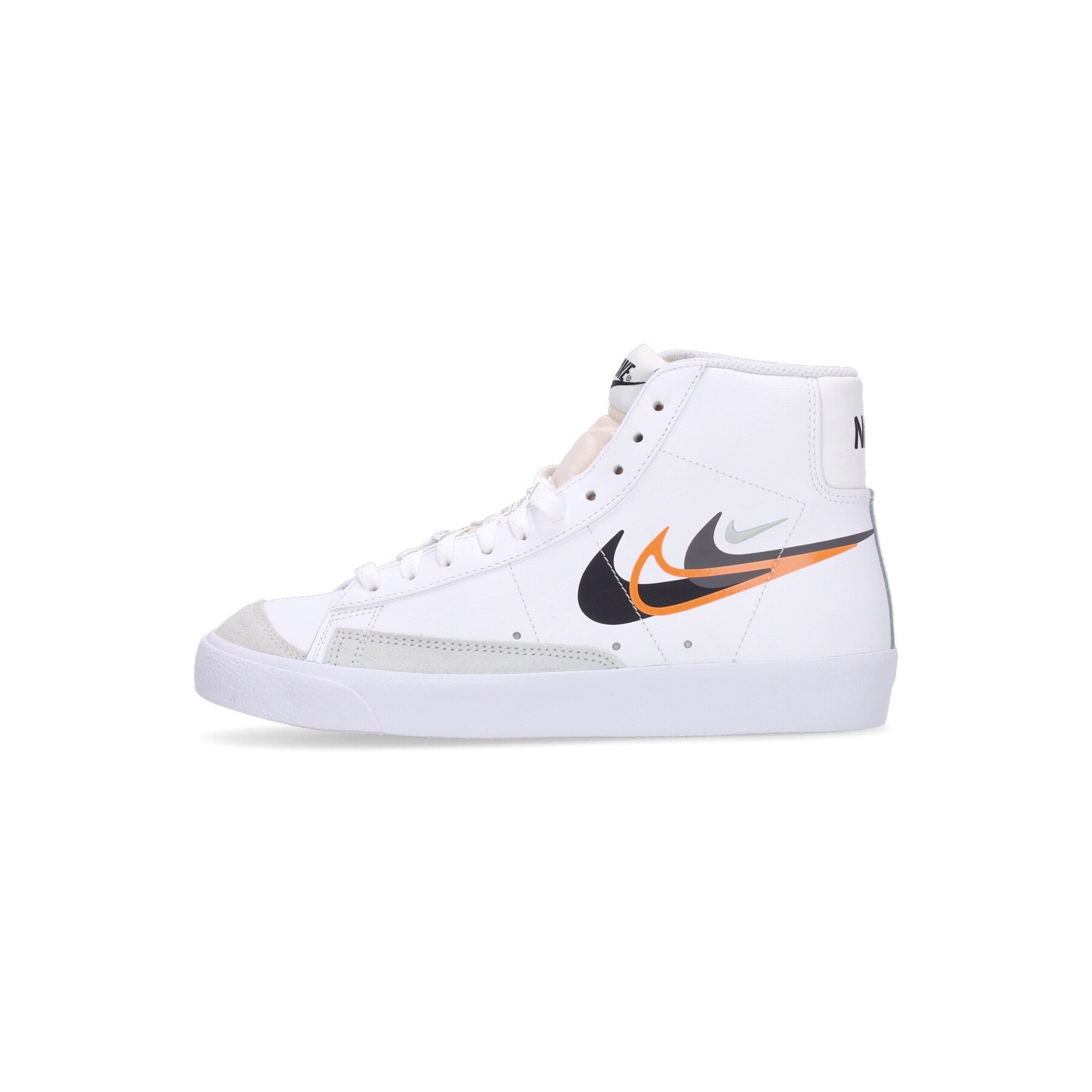 Nike, Scarpa Alta Uomo Blazer Mid 77, White/black/bright Mandarin/medium Ash