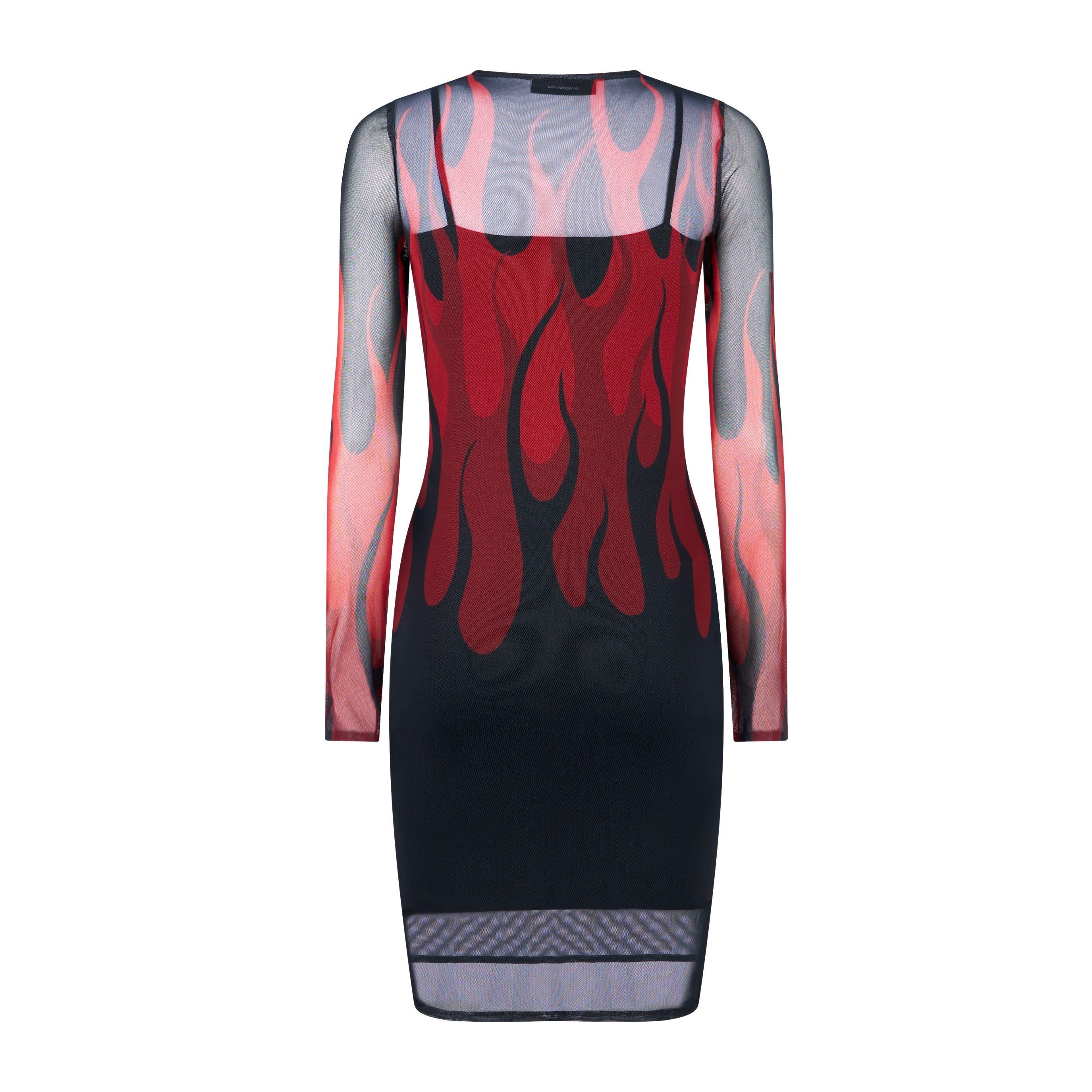 Vestito Donna Flames Dress Black/red