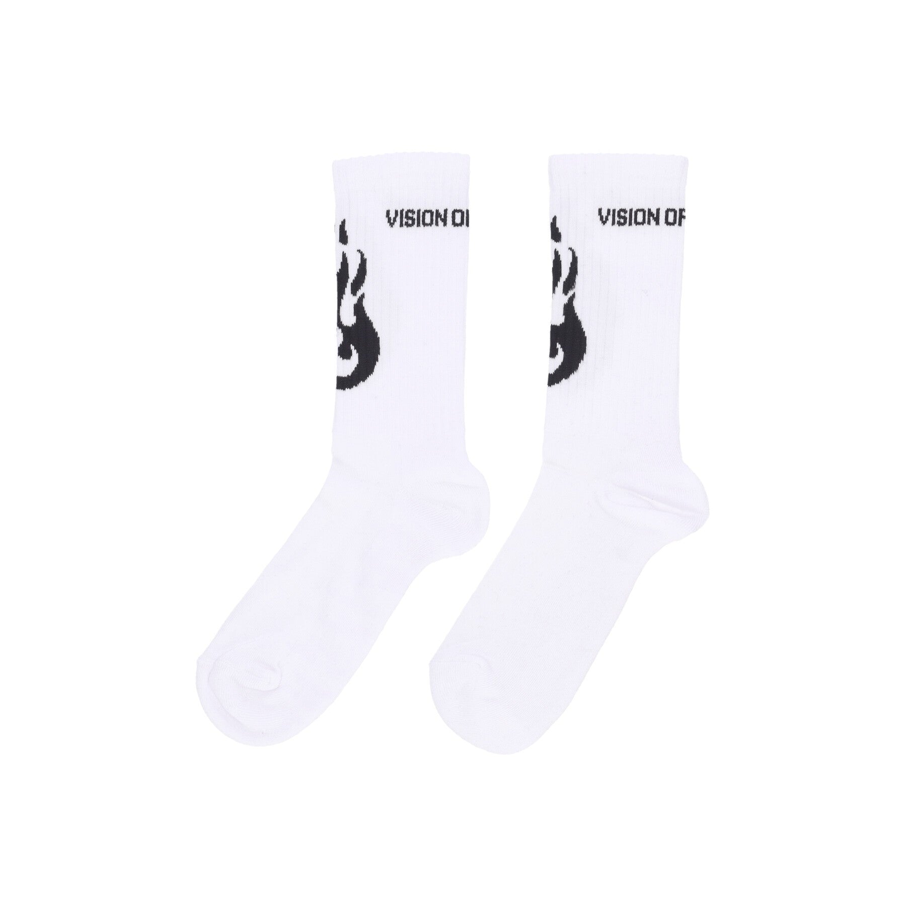 Vision Of Super, Calza Media Uomo Fire Logo Socks, White/black