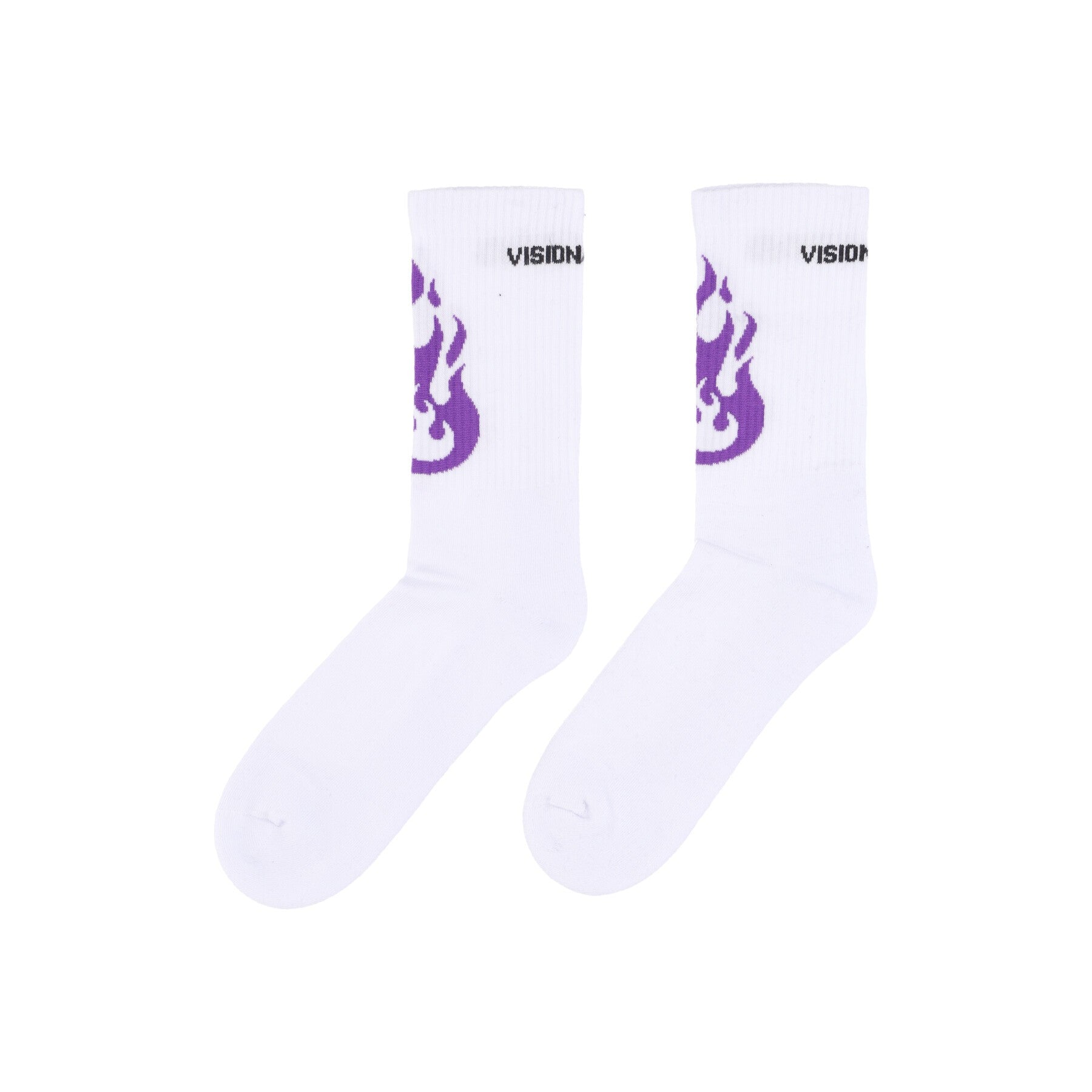 Vision Of Super, Calza Media Uomo Fire Logo Socks, White/purple