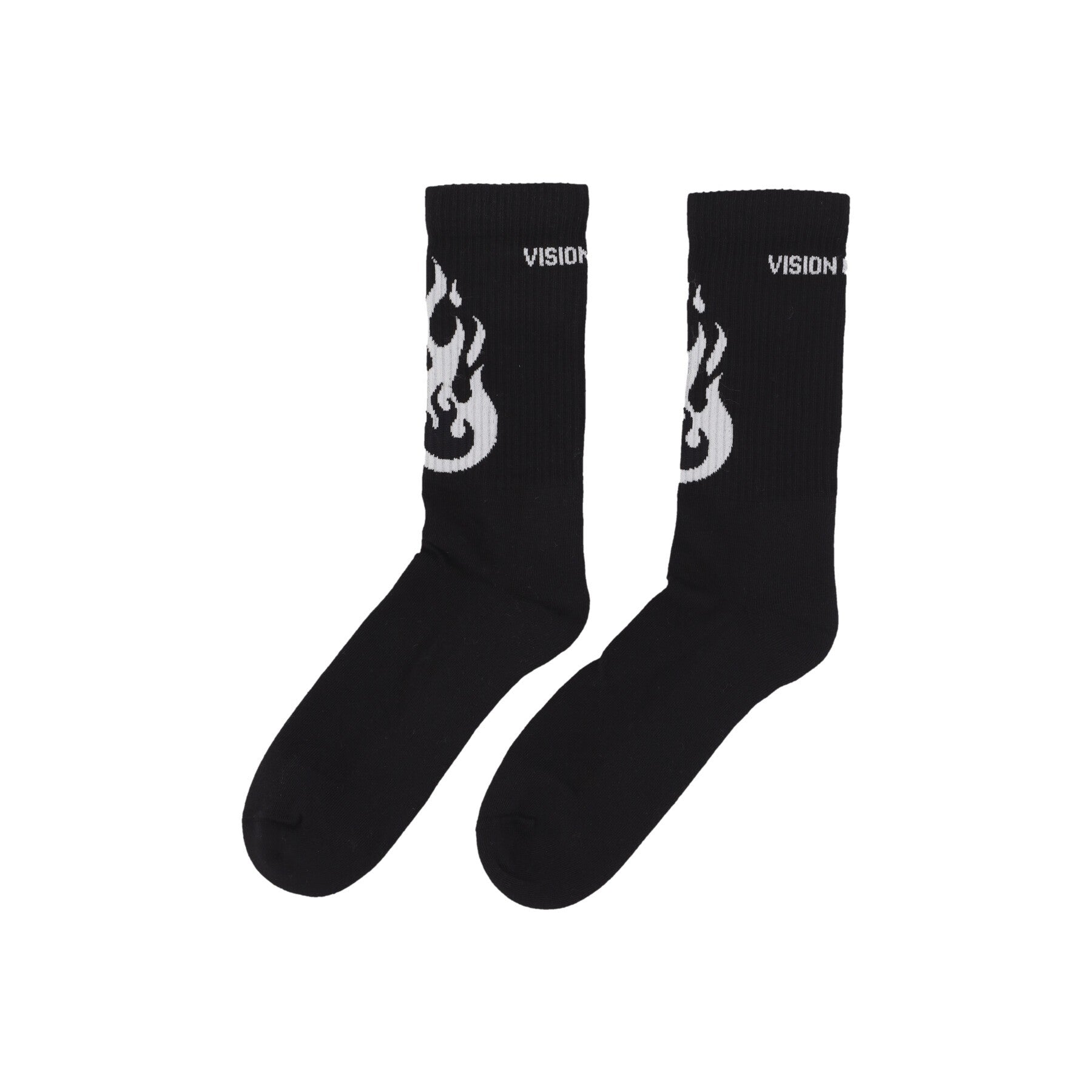 Vision Of Super, Calza Media Uomo Fire Logo Socks, Black/white