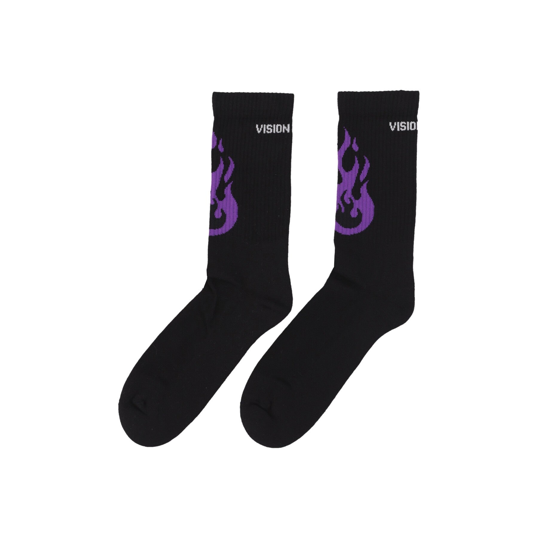 Vision Of Super, Calza Media Uomo Fire Logo Socks, Black/purple