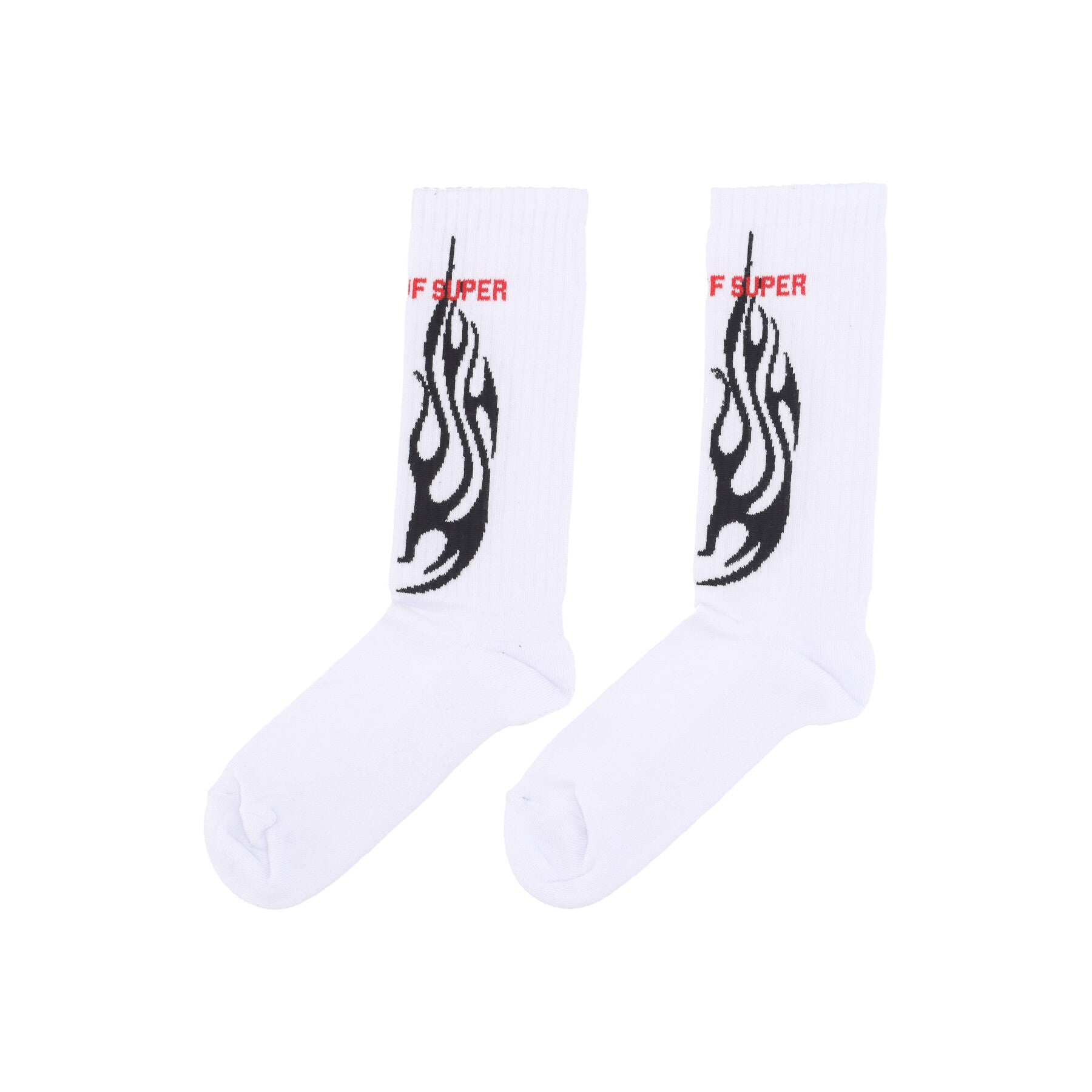 Vision Of Super, Calza Media Uomo Logo Flames Socks, White/black/red