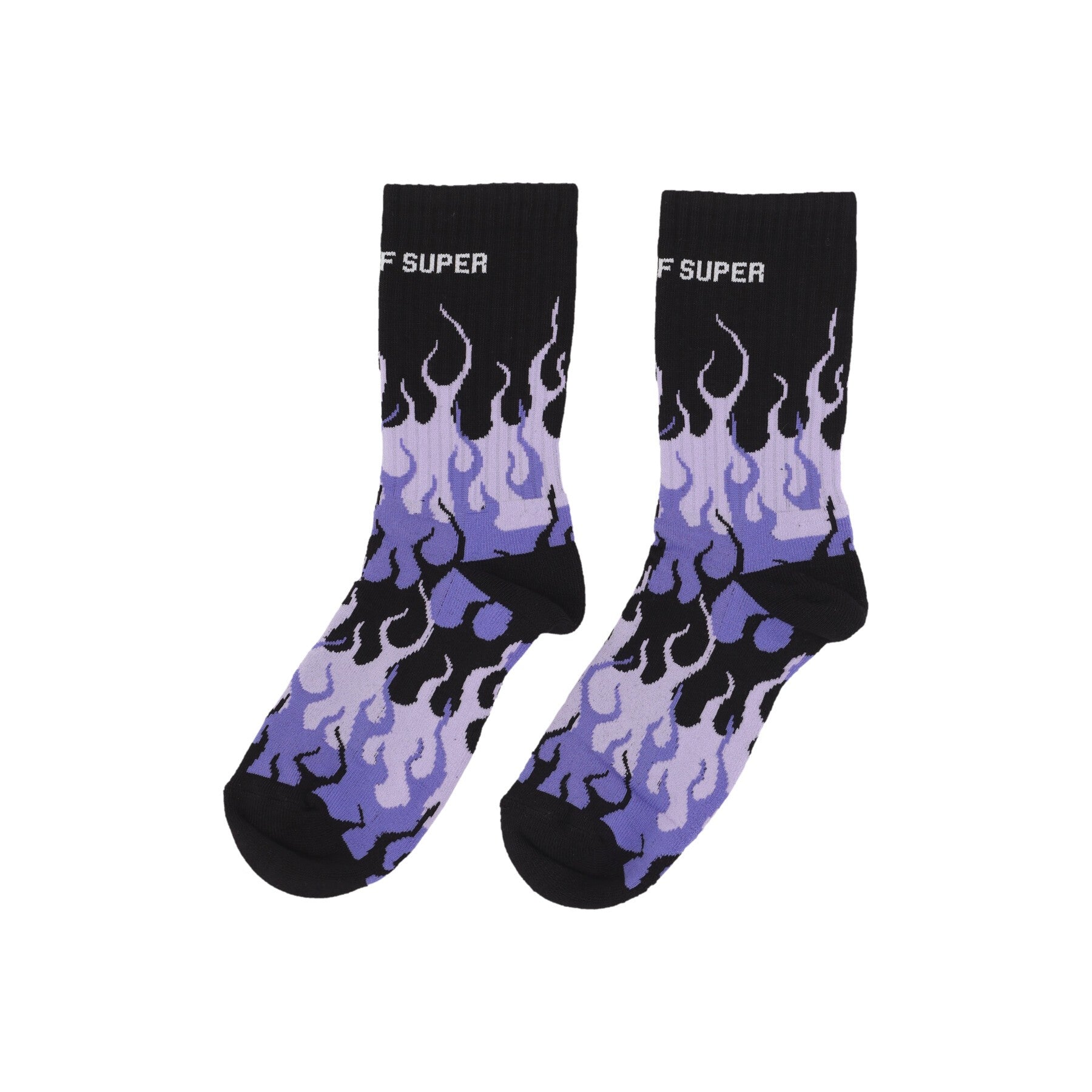 Vision Of Super, Calza Media Uomo Logo Flames Socks, Black/purple/white