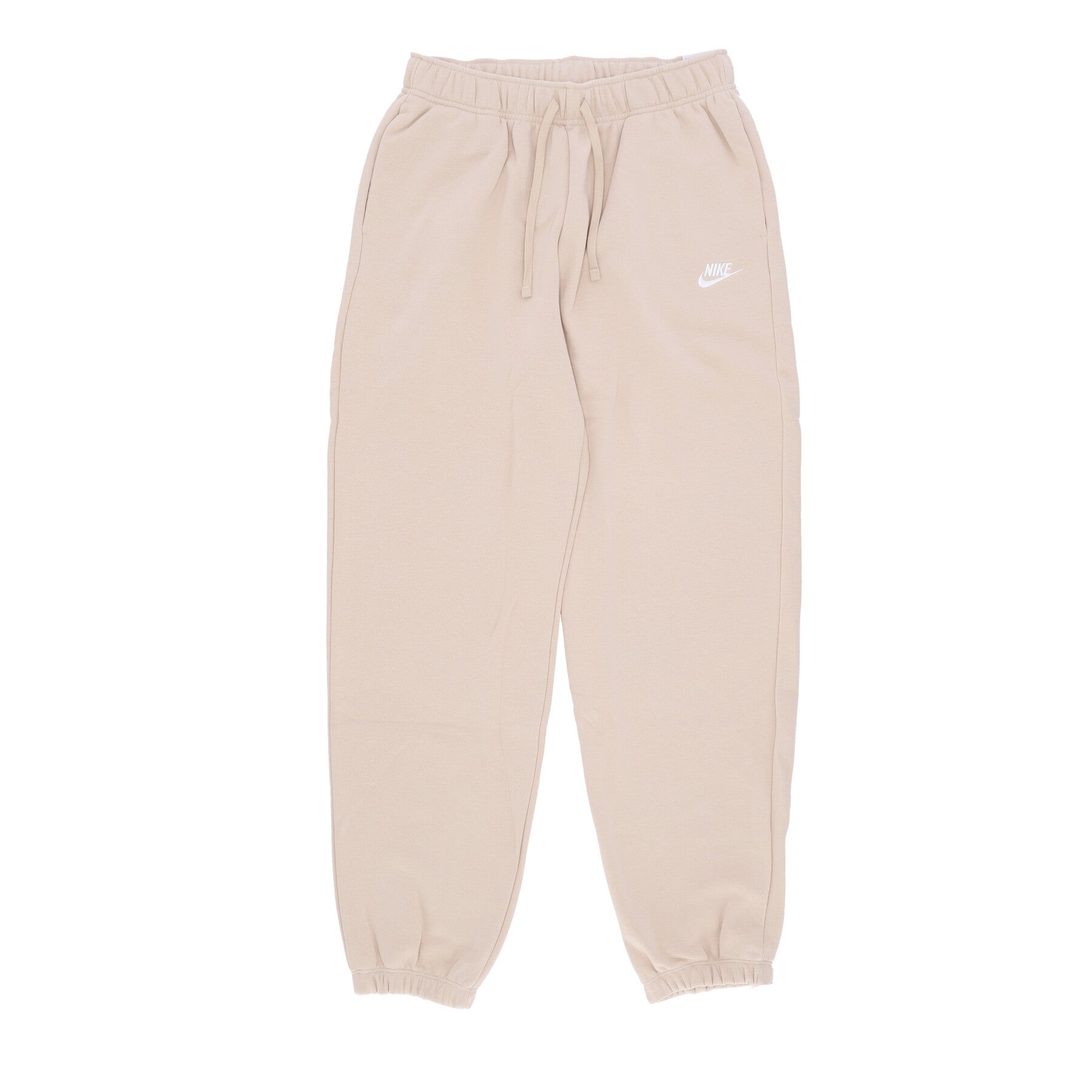 Nike, Pantalone Tuta Felpato Donna W Sportswear Club Fleece Mid-rise Oversized Pant, Sanddrift/white