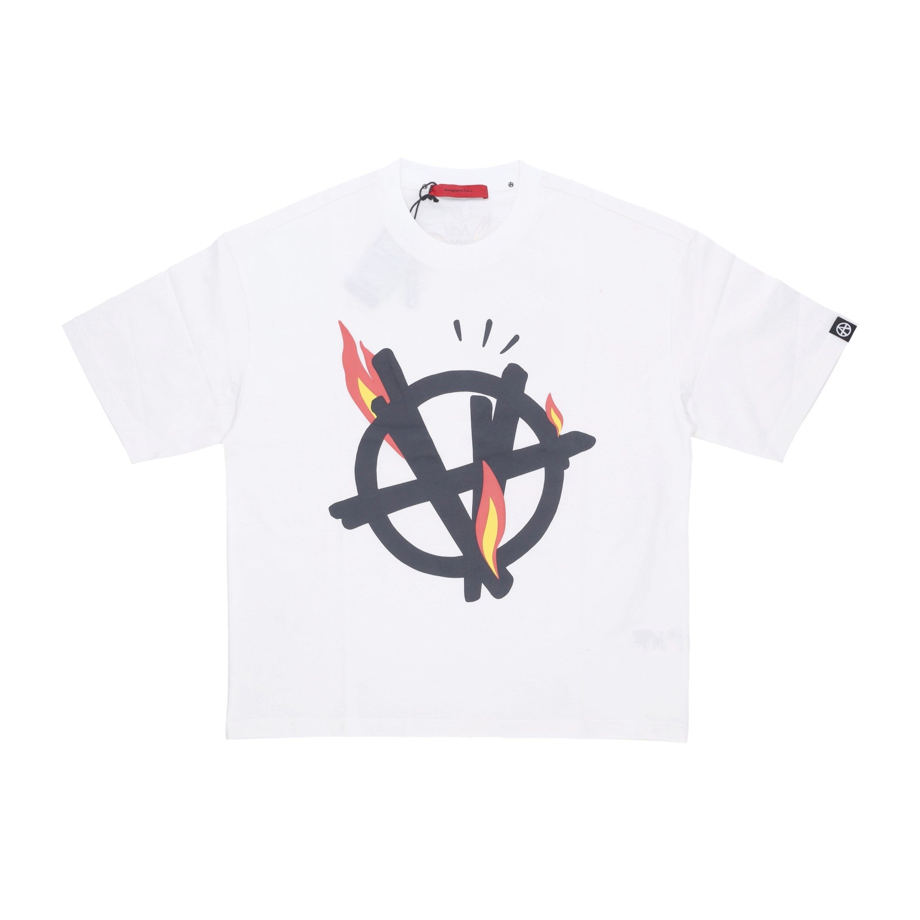 Acupuncture, Maglietta Uomo Flamed Logo T-shirt, White