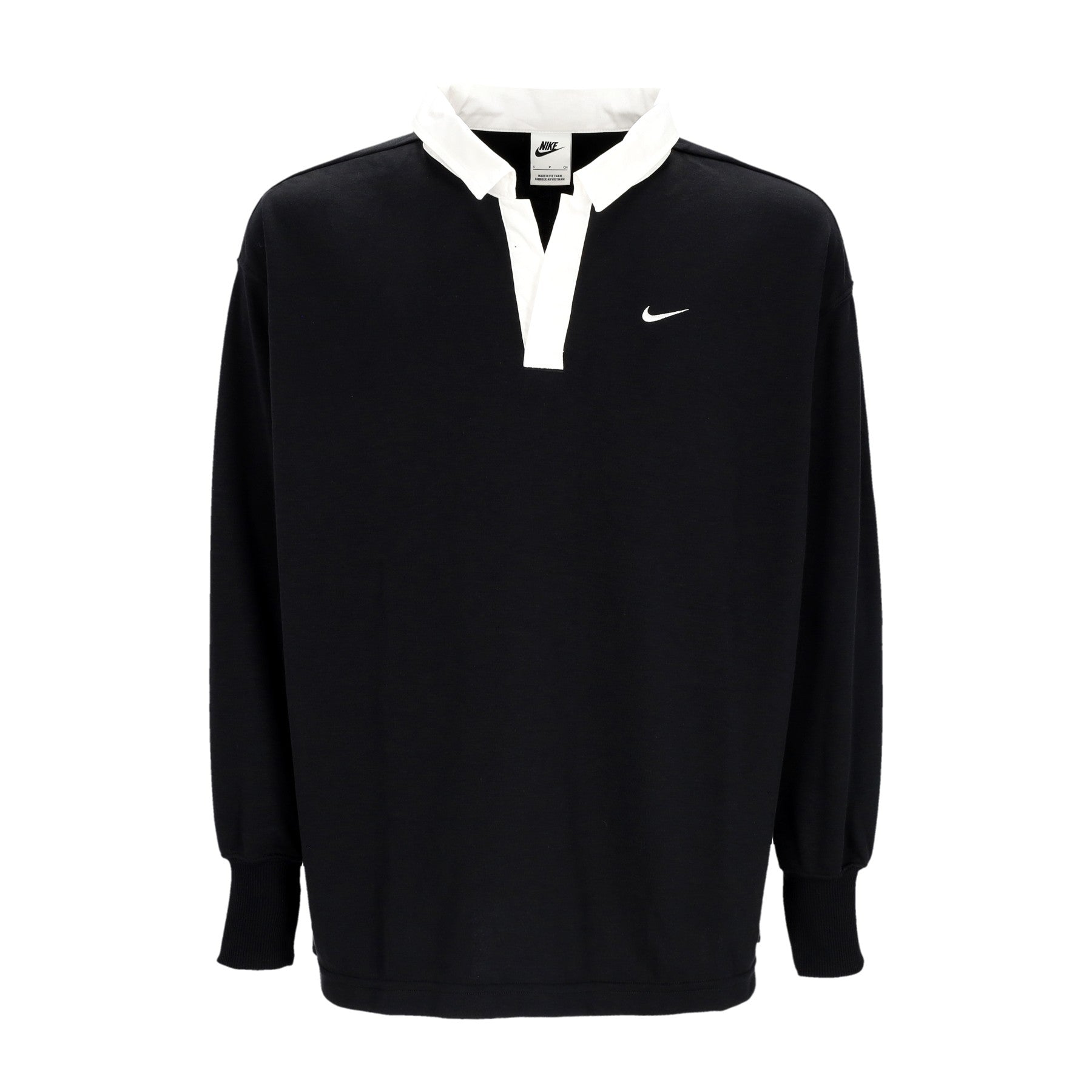 Nike, Polo Manica Lunga Donna W Sportswear Essentials Oversized L/s Polo, Black/white