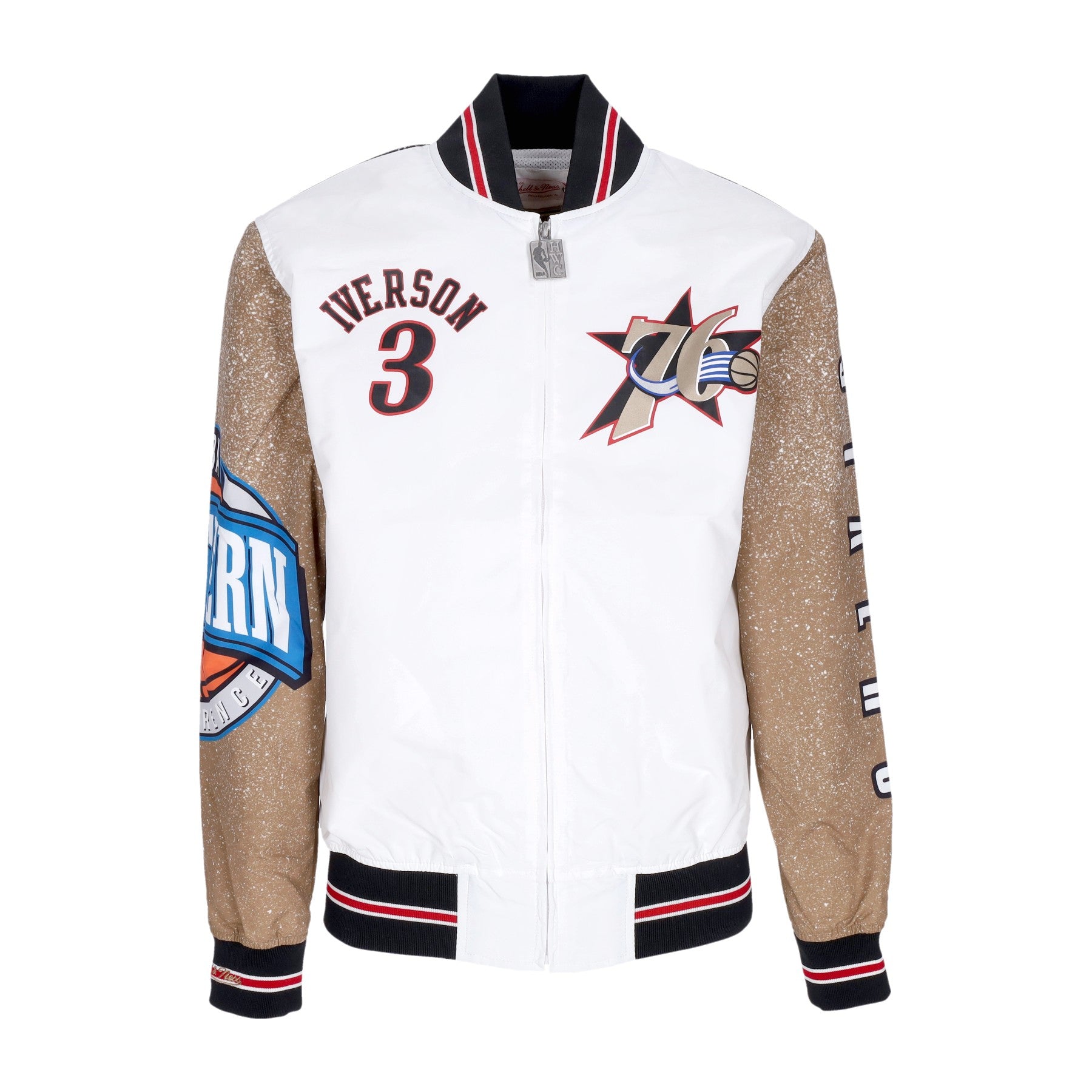 Men's Bomber Jacket Nba Burst Warm Up Jacket No Allen Iverson Phi76e  Multi/white