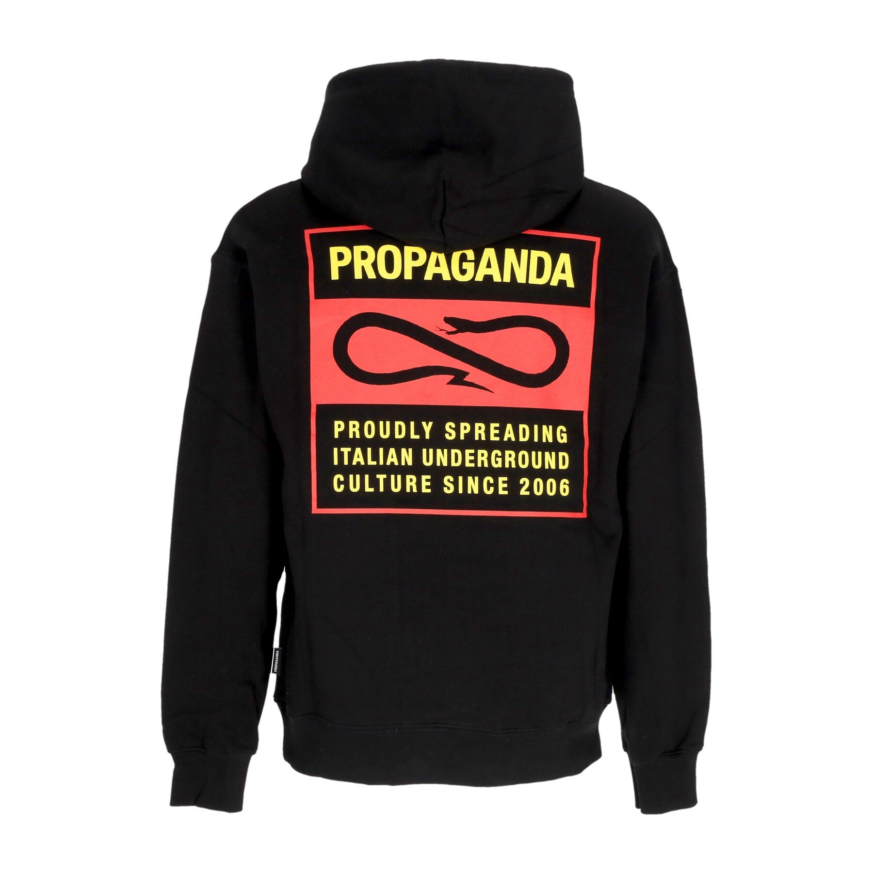 Propaganda, Felpa Cappuccio Uomo Logo Label Hoodie, Black