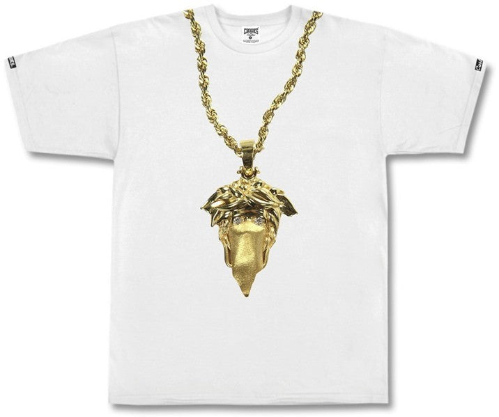 Crooks & Castles, Maglietta Uomo Crooks & Castles T-shirt "medusa Chain" White/gold, Unico