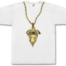Crooks & Castles, Maglietta Uomo Crooks & Castles T-shirt "medusa Chain" White/gold, Unico