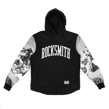 Rocksmith, Maglietta Uomo Rocksmith T-shirt L/s Hooded Tasche "everest" Black/all Over Sleeves, Unico