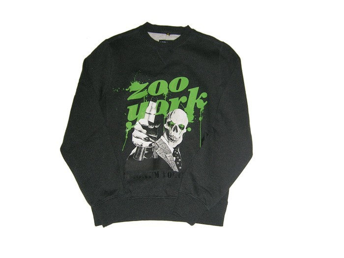 Zoo York, Felpa Girocollo Uomo Zoo York Sweatshirt Crewneck "skull Magnum" Darkgrey/green, Unico