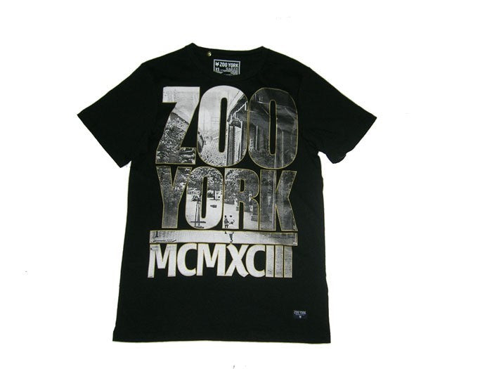 Zoo York, Maglietta Uomo Zoo York T-shirt "mcmxcii Bridge" Black/grey/gold, Unico