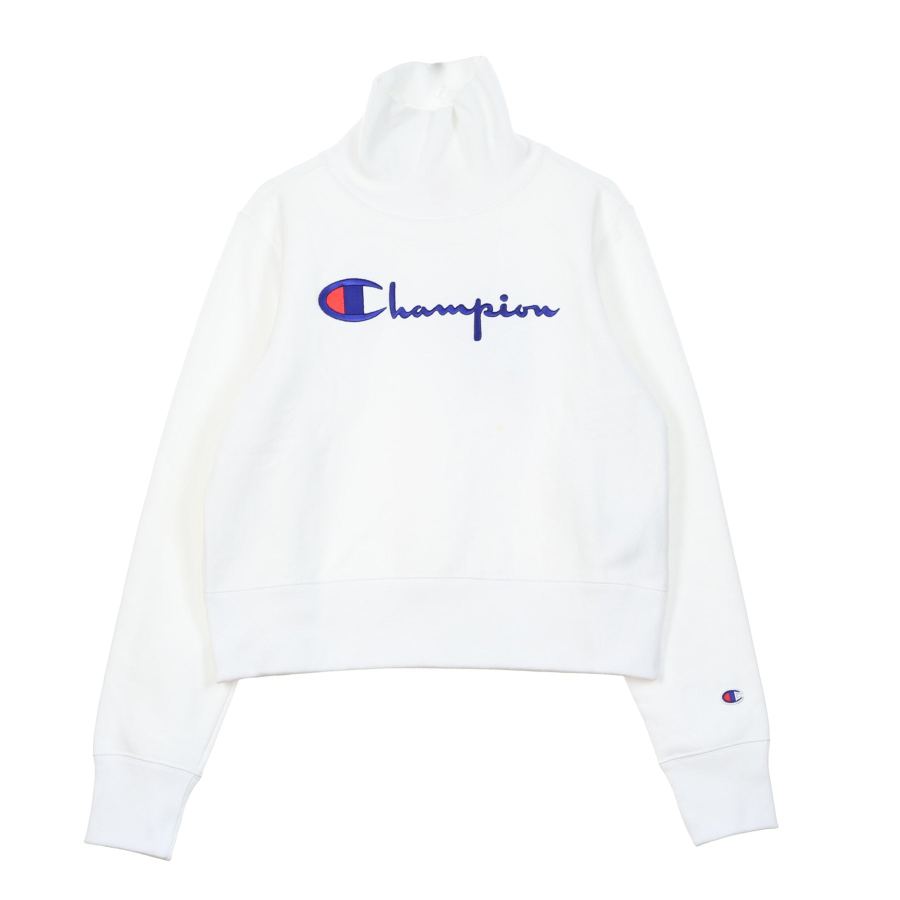 Champion, Felpa Collo Alto Corta Donna Turtle Neck L/s Sweatshirt, White