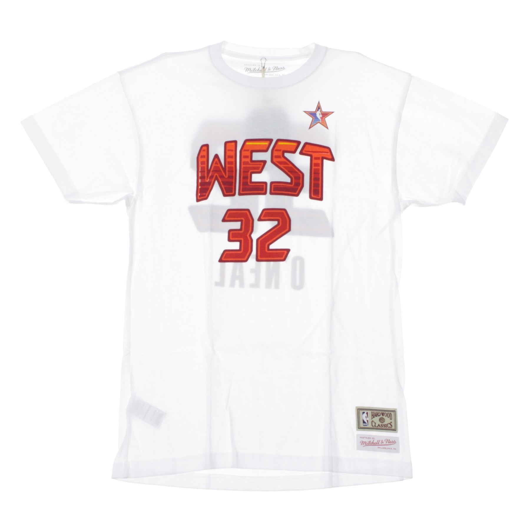 Mitchell & Ness, Maglietta Uomo Nba Name & Number Tee No.32 Shaquille O'neal All Star West 2009, White/original Team Colors