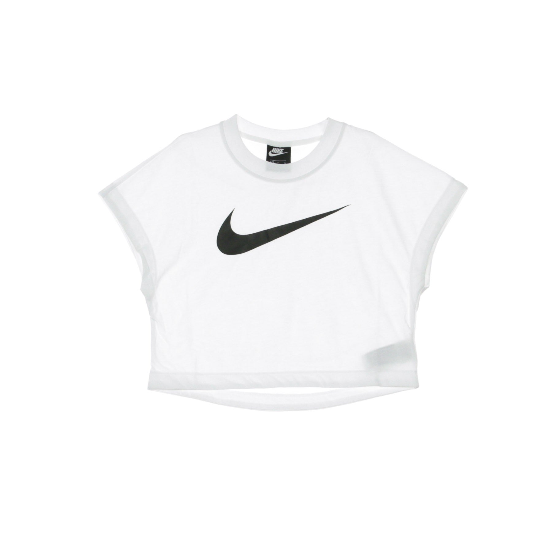 Nike, Maglietta Corta Donna Swsh Top Crop, White/black