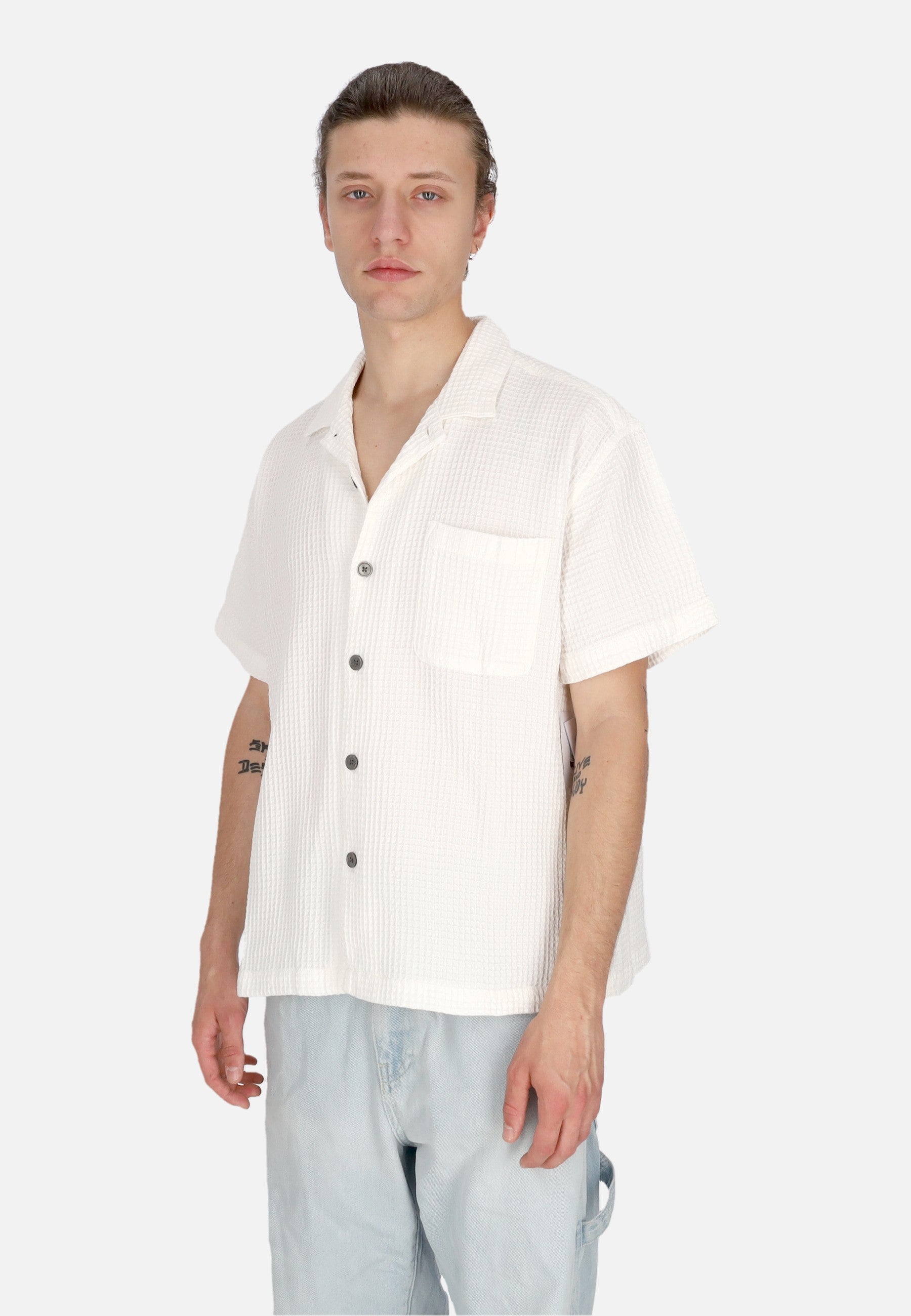 Camicia Manica Corta Uomo Balance Woven Shirt Unbleached 181210393