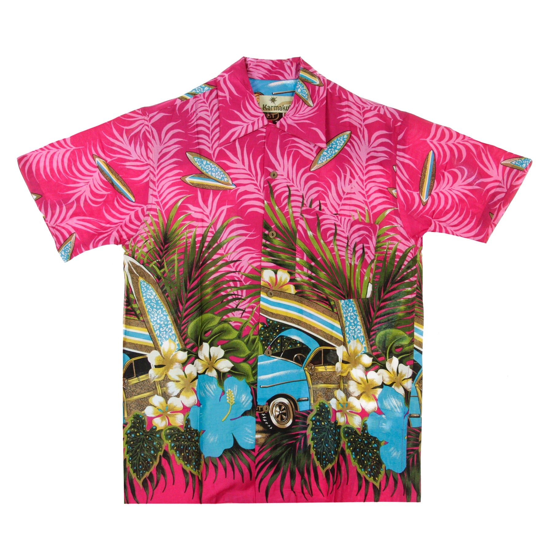 Camicia Manica Corta Uomo Hawaiian Shirt Low Rider Pink HS-1