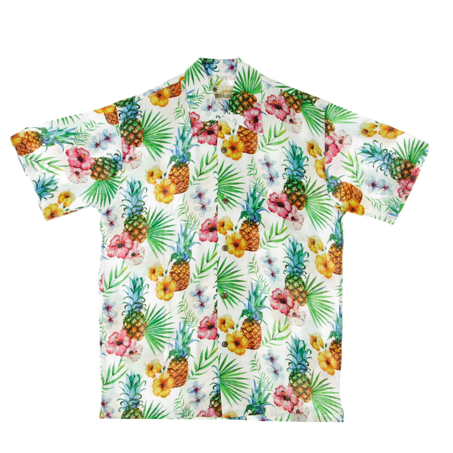 Camicia Manica Corta Uomo Hawaiian Shirt Pineapple Off White HS-1