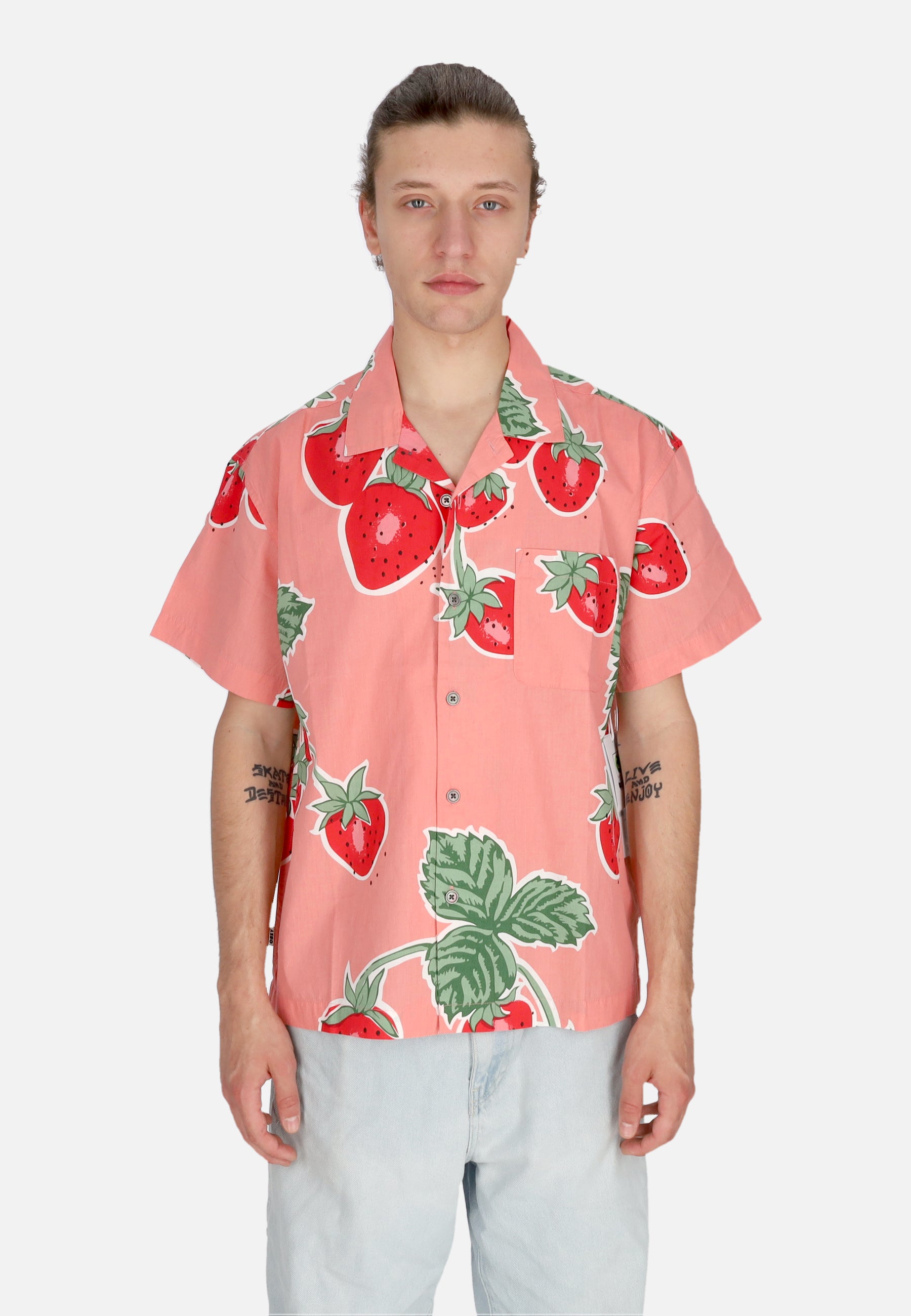 Camicia Manica Corta Uomo Jumbo Berries Wove Shirt Flamingo Pink Multi 181210395
