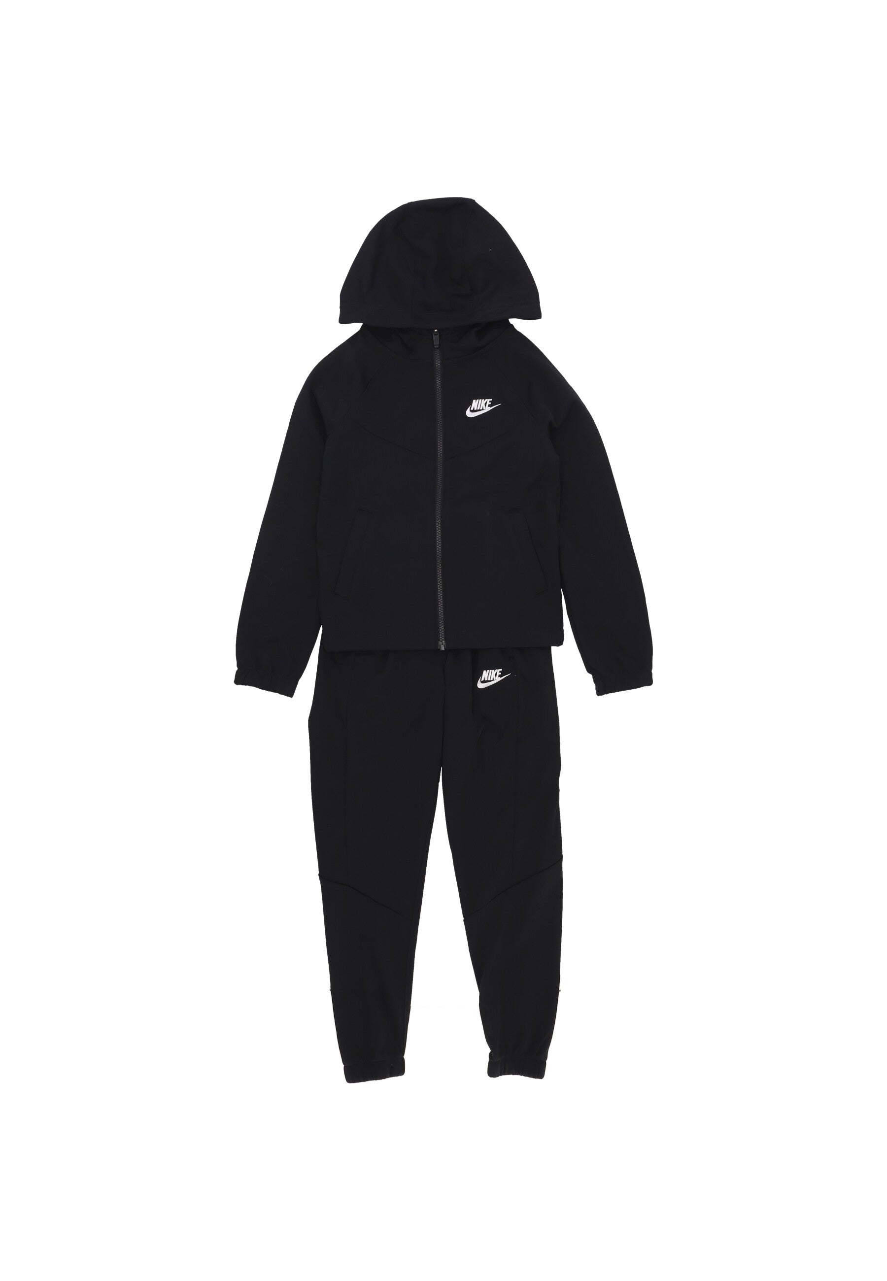 Complete Tracksuit Boy Sportswear Poly Full-zip Hoodie Tracksuit Black/black/white