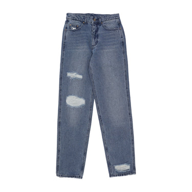 Jeans Uomo Baggy Five Pocket Heavy Distressed Denim Pant Blue Indigo 6000603