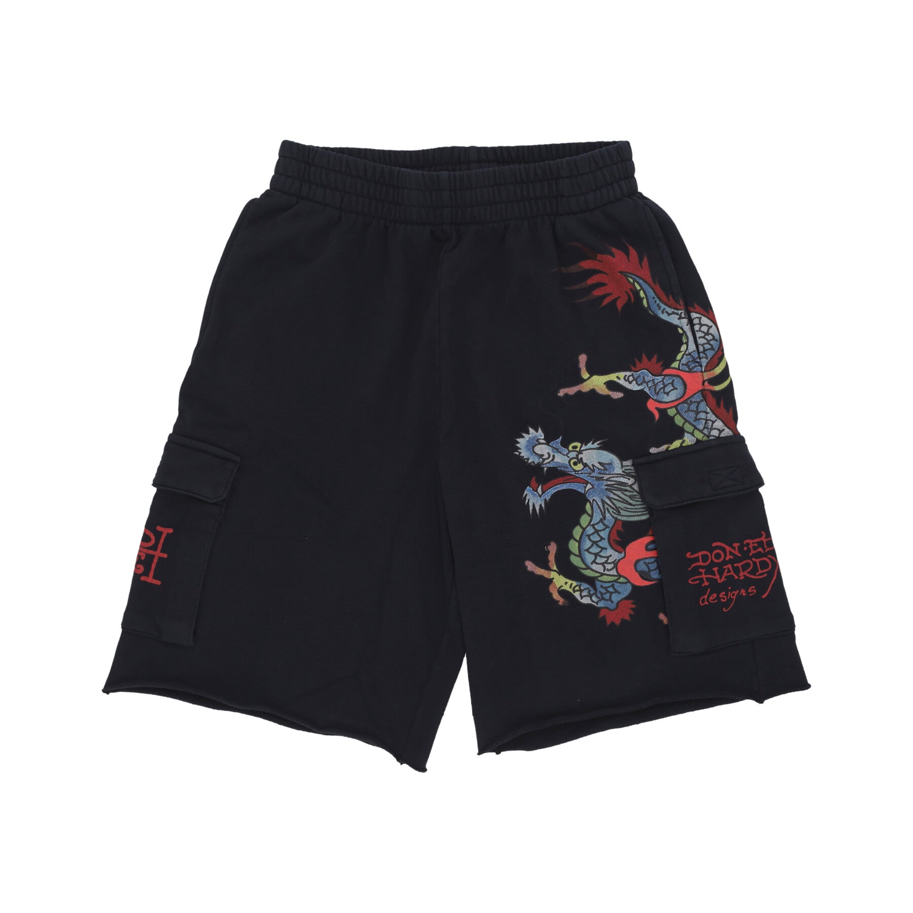 Pantalone Corto Tuta Uomo Crawling Dragon Sweat Cargo Shorts Black ED3970