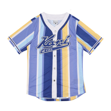 Casacca Bottoni Uomo Varsity Striped Baseball Shirt Navy/lilac/yellow 6033553