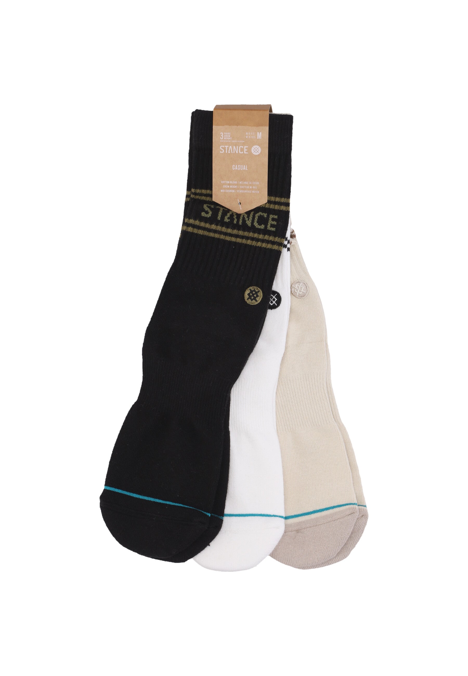 Medium Men's Basic 3 Pack Crew Oatmeal Sock