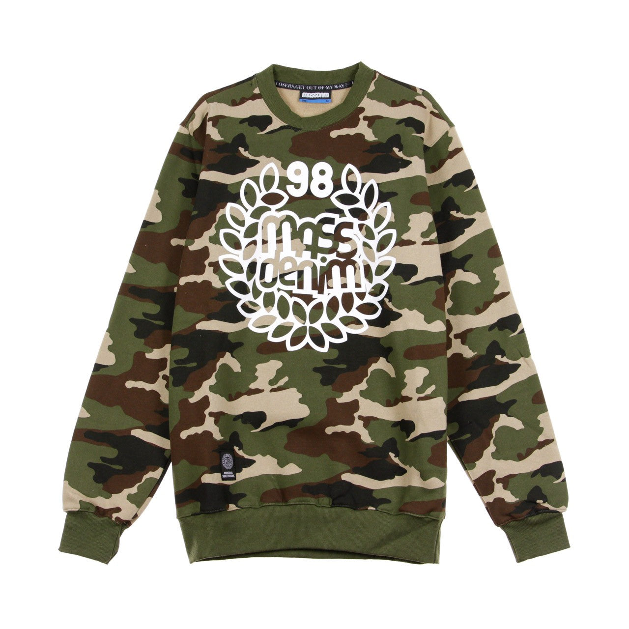 Mass Denim, Felpa Girocollo Uomo Base Crewneck, Woodland Camo