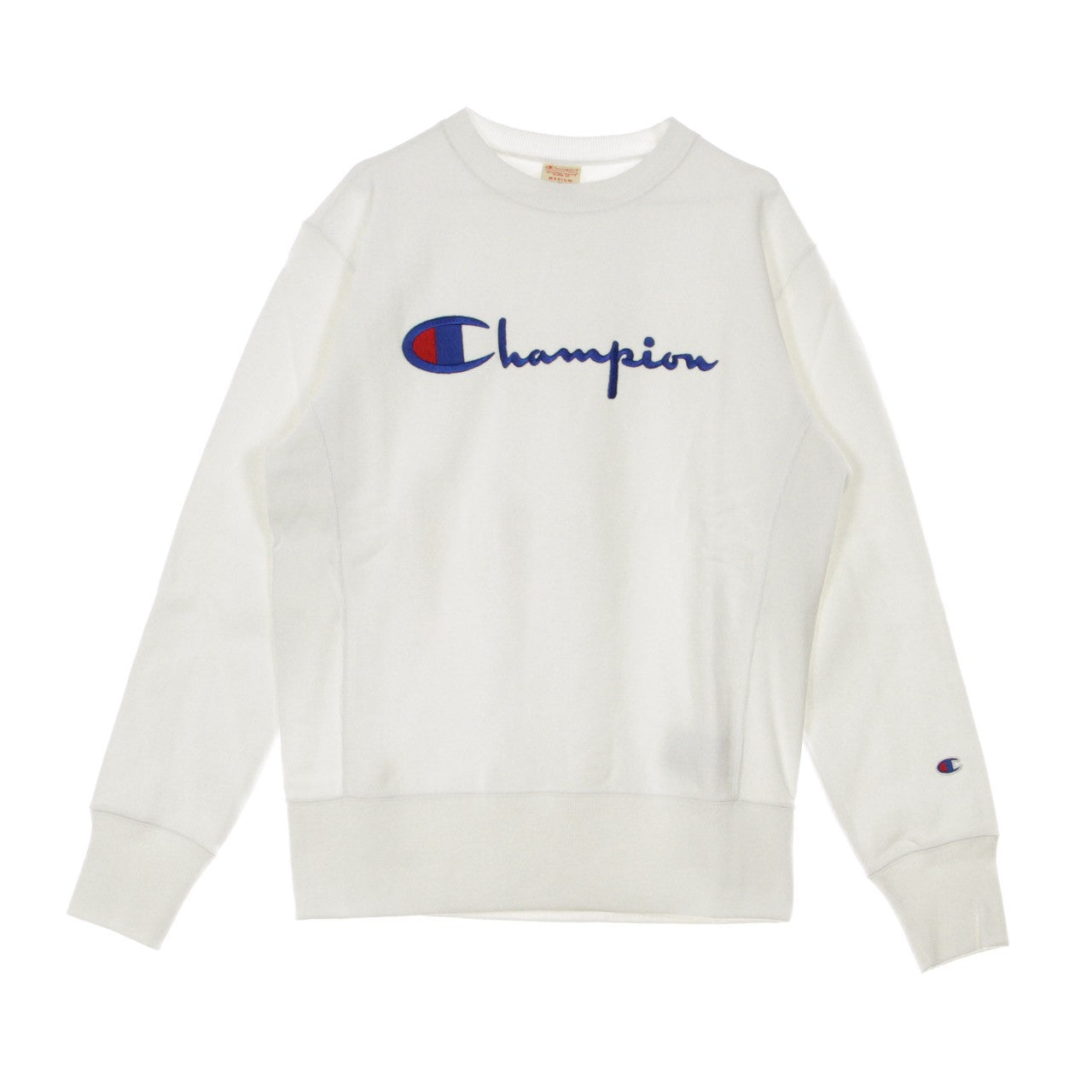Champion, Felpa Girocollo Uomo Reverse Weave Big Logo, White