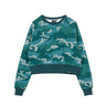 Dolly Noire, Felpa Girocollo Corta Donna Crop Top L/s Camo, Camo Green