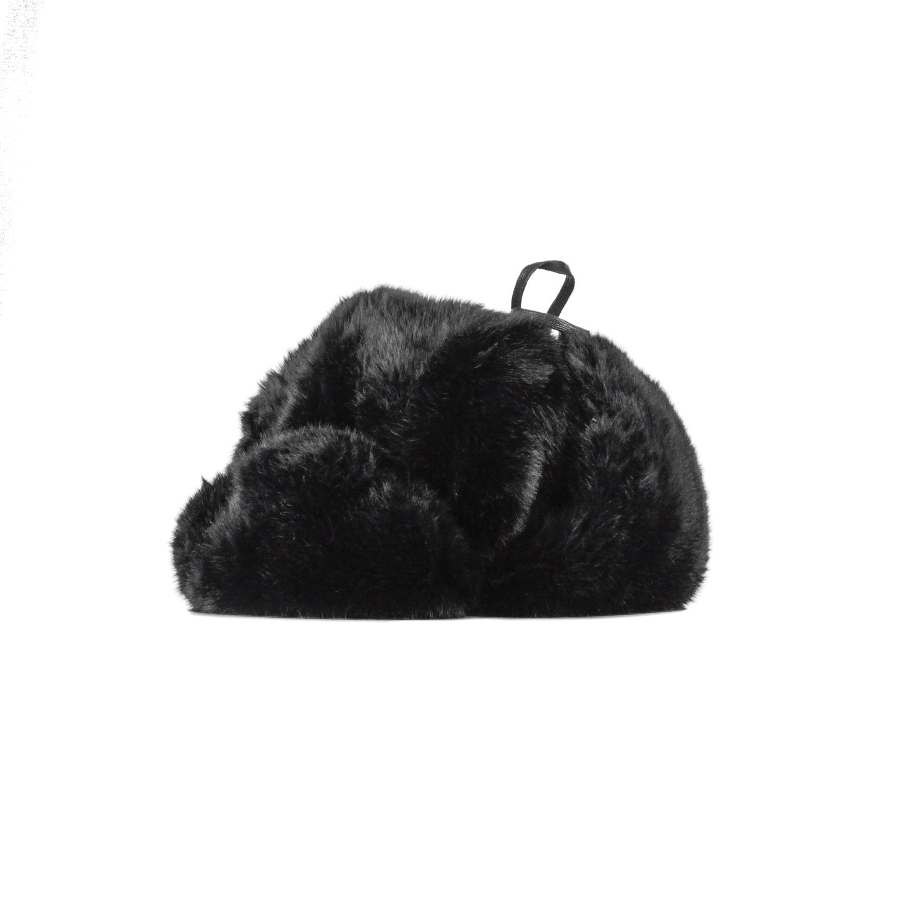 Men's Hat With Ears Faux Fur Trapper Black