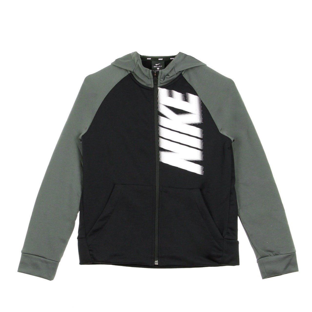 Nike, Felpa Leggera Cappuccio Zip Ragazzo Dri-fit Gfx, Black/iron Grey/white