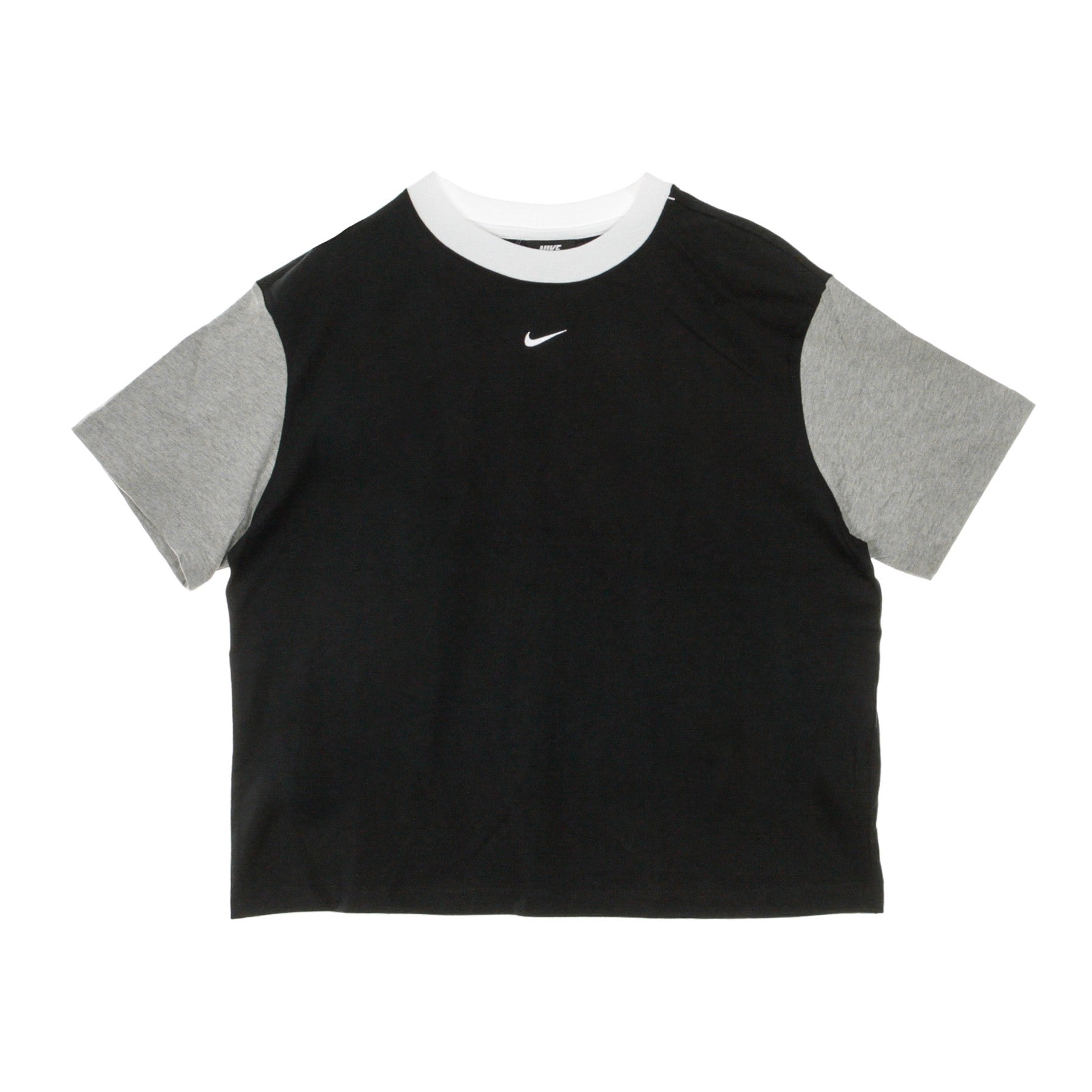 Nike, Maglietta Corta Donna Sportswear Essentials, Black/dk Grey Heather/white/white
