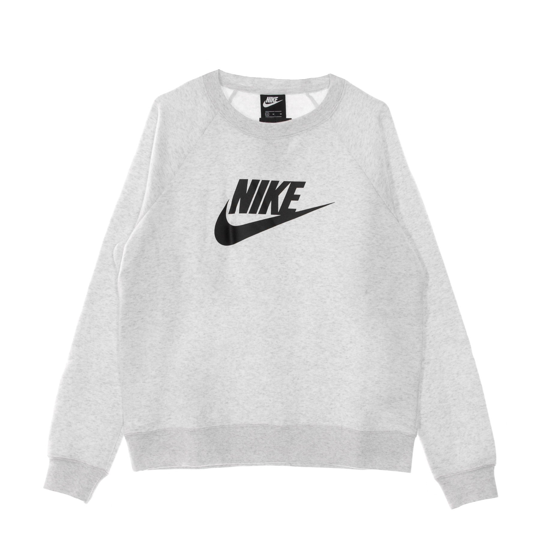 Nike, Felpa Girocollo Donna Essential Crew Hybrid, Birch Heather/white/black