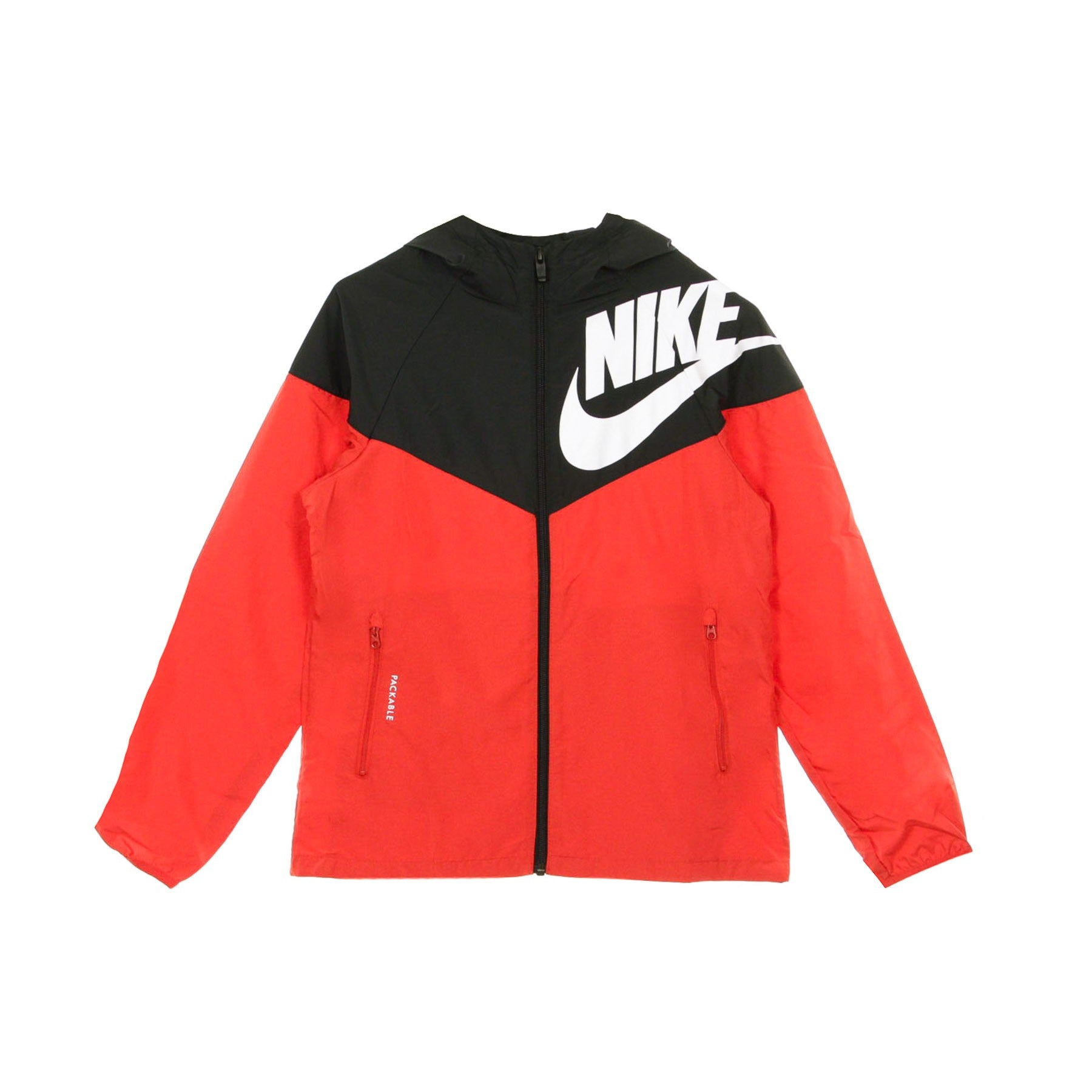 Nike, Giacca A Vento Ragazzo Sportswear Windrunner, Black/university Red/white