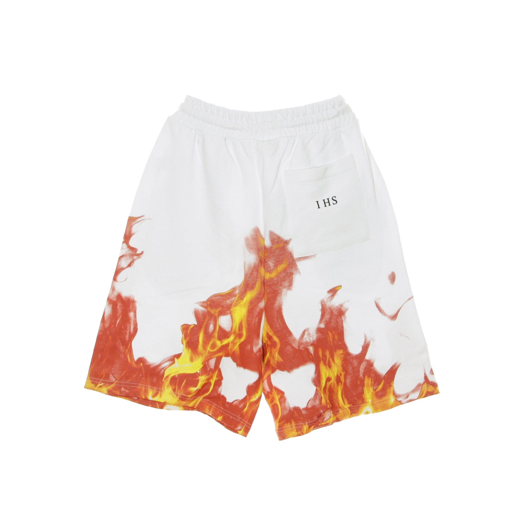 Ihs, Pantalone Corto Tuta Uomo Flames, White