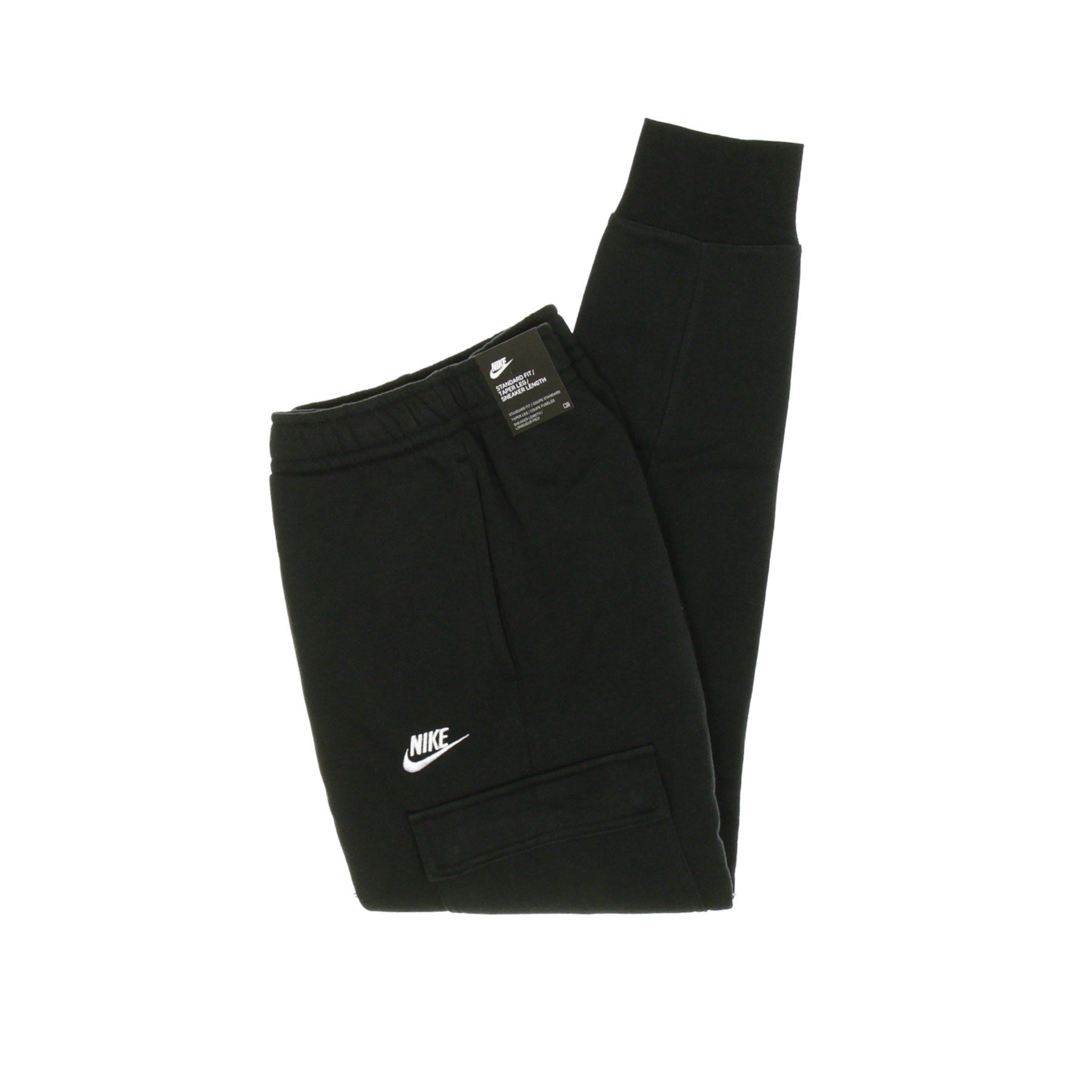 Nike, Pantalone Tuta Felpato Uomo Sportswear Club Cargo, Black/black/white