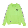 New Era, Felpa Leggera Cappuccio Uomo Mlb Sleeve Taping Pullover Hoody Neyyan, Lime/black