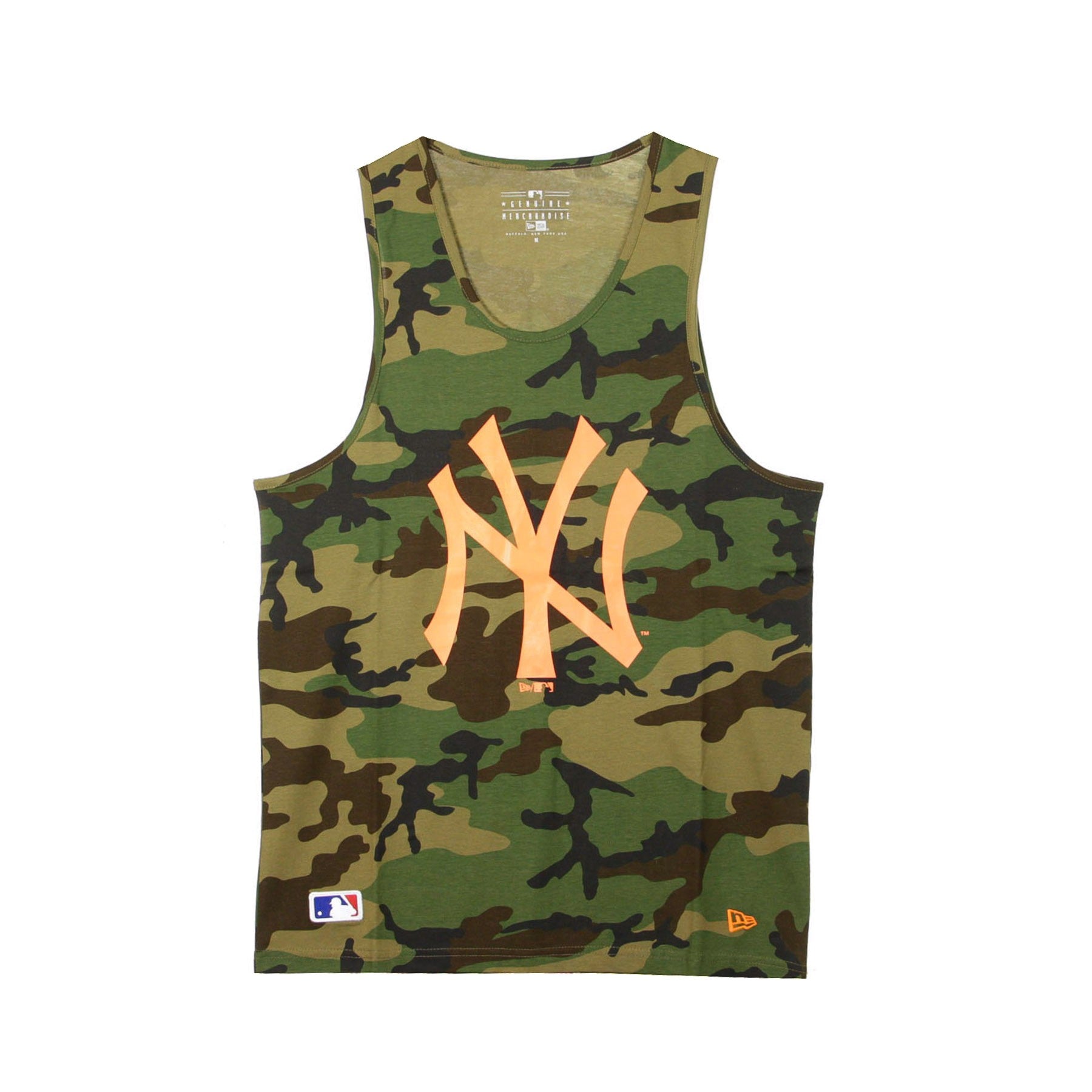 New Era, Canotta Uomo Mlb Camo Tank Neyyan, Woodland Camo/neon Orange