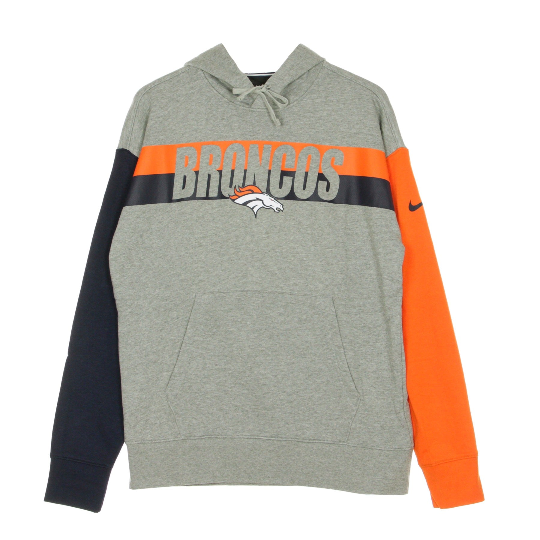 Nike Nfl, Felpa Leggera Cappuccio Uomo Nfl Wordmark Long Sleeve Heritage Hoodie Denbro, Heather Grey/original Team Colors
