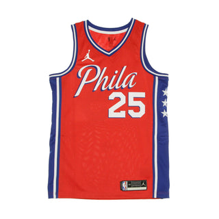 Jordan Nba, Canotta Basket Uomo Nba Swingman Jersey Jordan Statement Edition 2020 No 25 Ben Simmons Phi76e, University Red