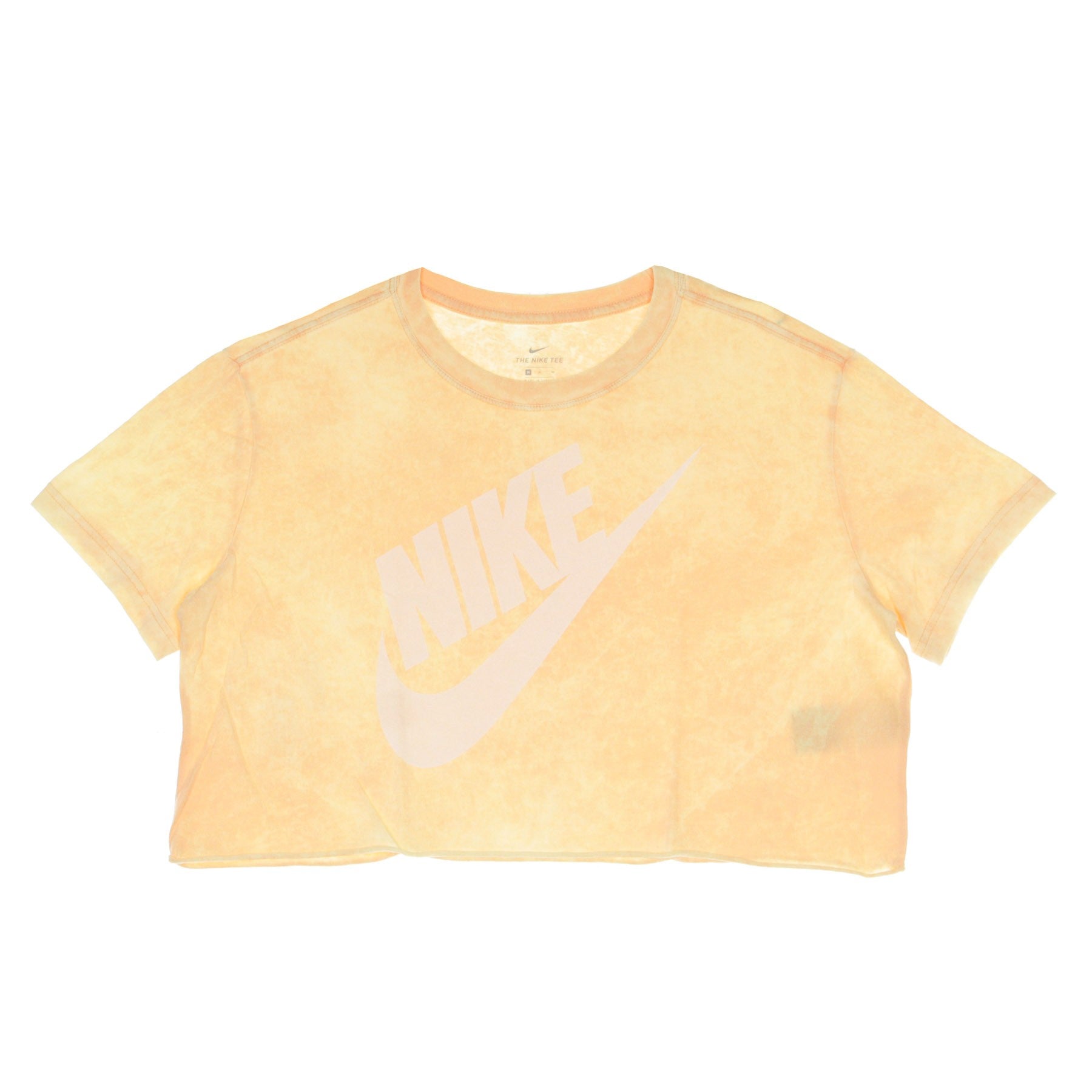 Nike, Maglietta Corta Donna Tee Wash Futura Crop, Orange Chalk/white