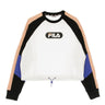 Fila, Felpa Leggera Girocollo Corta Donna Bane Blocked Cropped Crew Sweat, Black/bright White/coral Cloud/dazzling Blue
