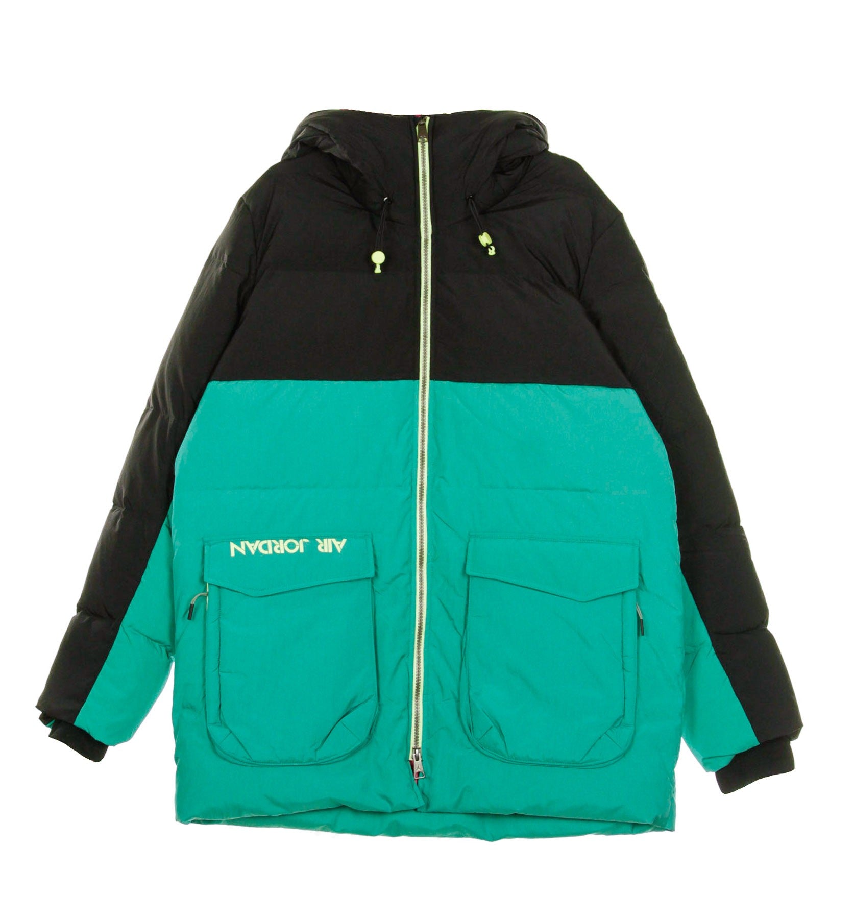 Jordan, Giaccone Lungo Uomo Down Parka, Black/watermelon/neptune Green