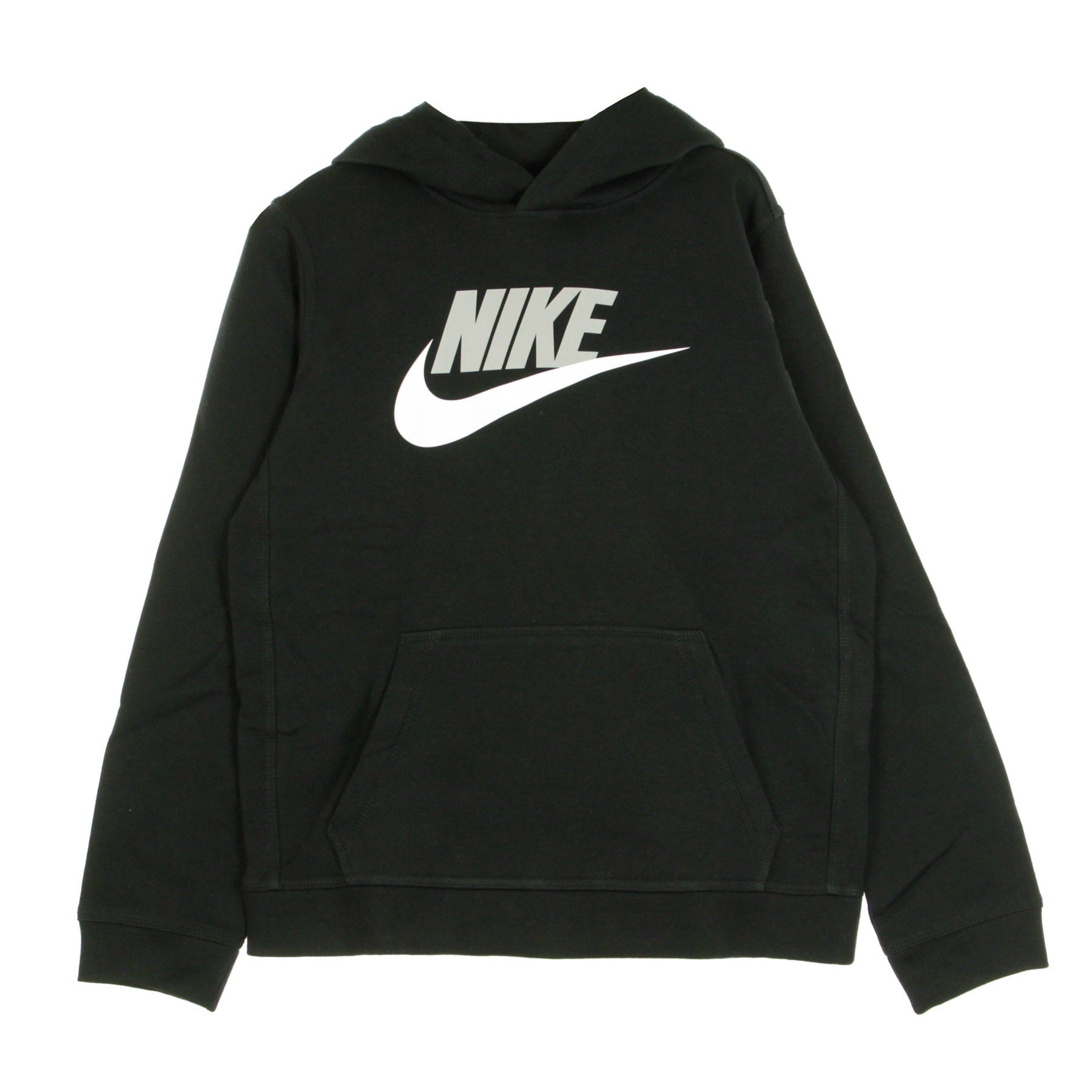 Nike, Felpa Cappuccio Ragazzo Club Fleece, Black/lt Smoke Grey